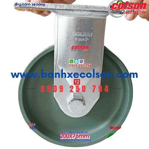 Bánh xe đẩy siêu tải 2000kg Colson Mỹ thép rèn phi 200x76mm càng dày 9.5mm