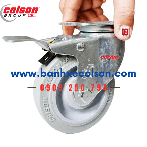 Bánh xe cao su chịu tải 122kg có khóa SP Caster phi 4x1-1/4 inch