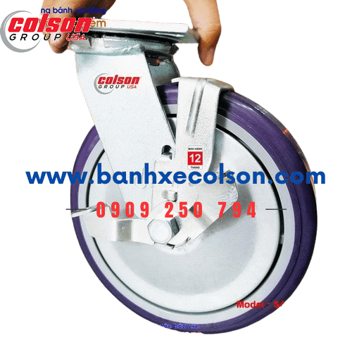 Bánh xe đẩy công nghiệp có khóa PU 200x51mm SP Caster chịu tải 370kg